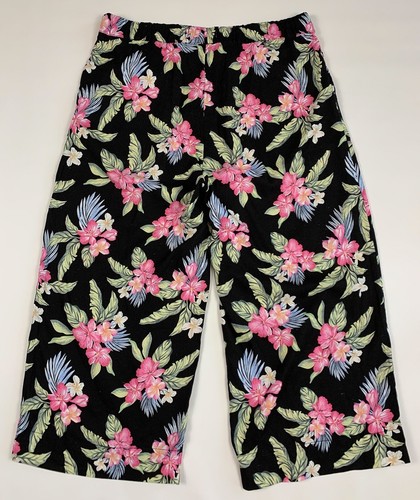 Caribbean Joe Hawaiian Beach Pant Crop Wide Leg Linen Blend Floral Womens L New - Picture 10 of 12