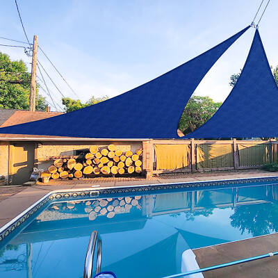 12x12x12ft Blue Sun Shade Sail Triangle Awning Shelter for Garden Canopy Patio