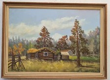 No: 1365 antique oil painting artwork frame picture painting oil painting forest village