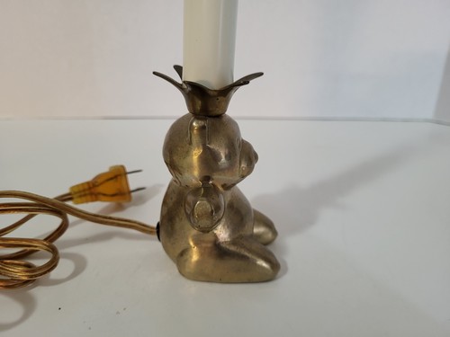 Vintage Brass Bear Lamp Nursery Child's Room Nightlight Candle Style Electric L2 - Picture 9 of 10