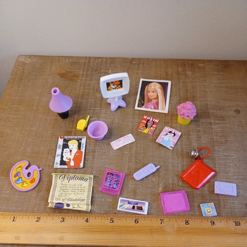 Lot of 19 pcs Barbie Bedroom Accessories 2000s Y2K Vibes CDs Dolls Dollhouse Acc