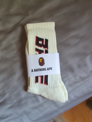 2 Pairs Of Bape Socks WHITE AND BLACK Pair