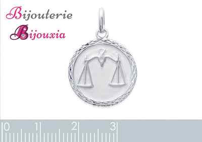 Pendentif Médaille Balance Plaqué Or - Bijou Vintage Signe Astrologique, Occasion