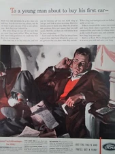 Ford Print Ad Original Rare Vtg 1940s Young Man 1st Car Kre-mel Annette Quints 