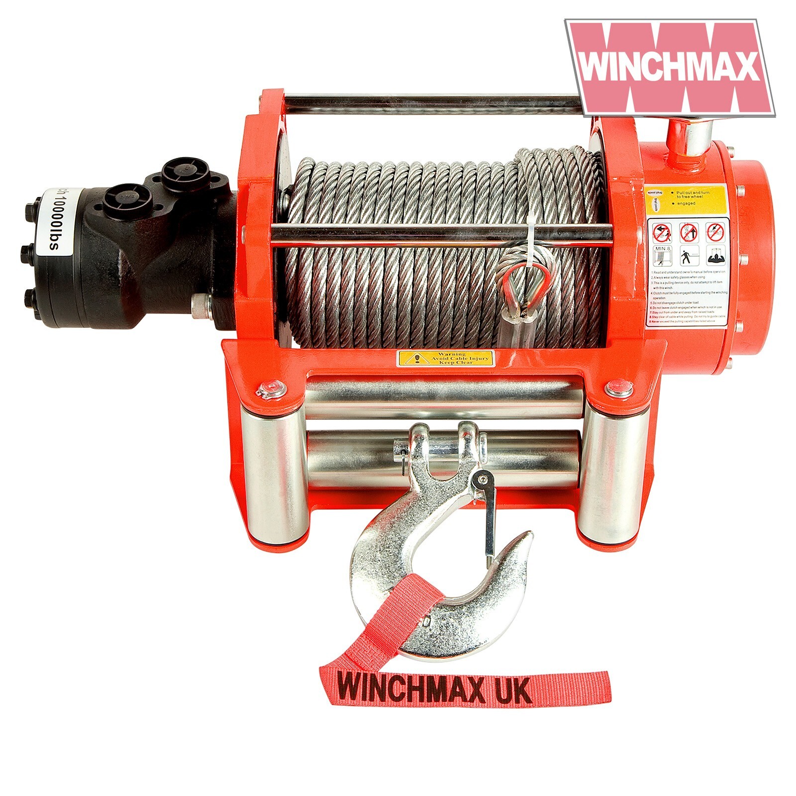 HYDRAULIC WINCH 10000 lb WINCHMAX ORIGINAL ORANGE WINCH, STEEL ROPE - WINCH ONLY