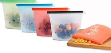 Image of Reusable Food Silicone Bags Homiu 4pk Storage Kitchen Homeware BPA free Airtight