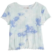 SO Girls Lettuce Edge Favorite Tiny Tee Small 7 New with Tags Blue Tie Dye Sweet