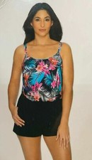 New Women Little Black Ladies Swim Dress Romper Solid Black Turquoise Blue