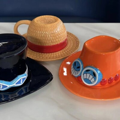 One Piece Straw Hat Crew Ceramic Mug Set Luffy, Ace, and Sabo