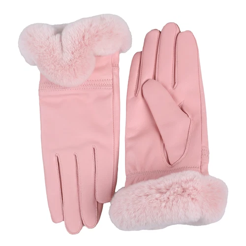 Women's Winter Genuine Leather Gloves Rex Rabbit Fur Warm Trim Cuff Velvet Lined - Picture 44 of 88