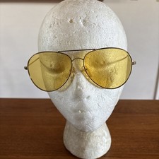 Occhiali da sole vintage lenti gialle tiratori cavi braccia anni 70 hippie taiwanese
