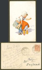 Spanking, Little Girl Spanked, Children, Artist Signed by K.F. 1913