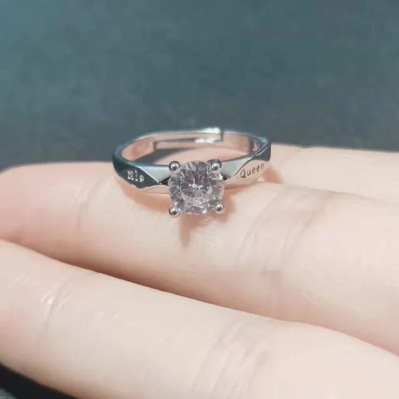 Partnerringe Verlobungsringe Silber 925 plattiert Herz Ring Zirkonia Steine Paar - Bild 3 von 4