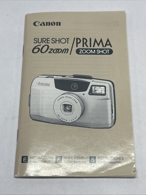 Canon Sure Shot 60 Zoom Prima Zoom Shot Camera Guide Instruction Manual