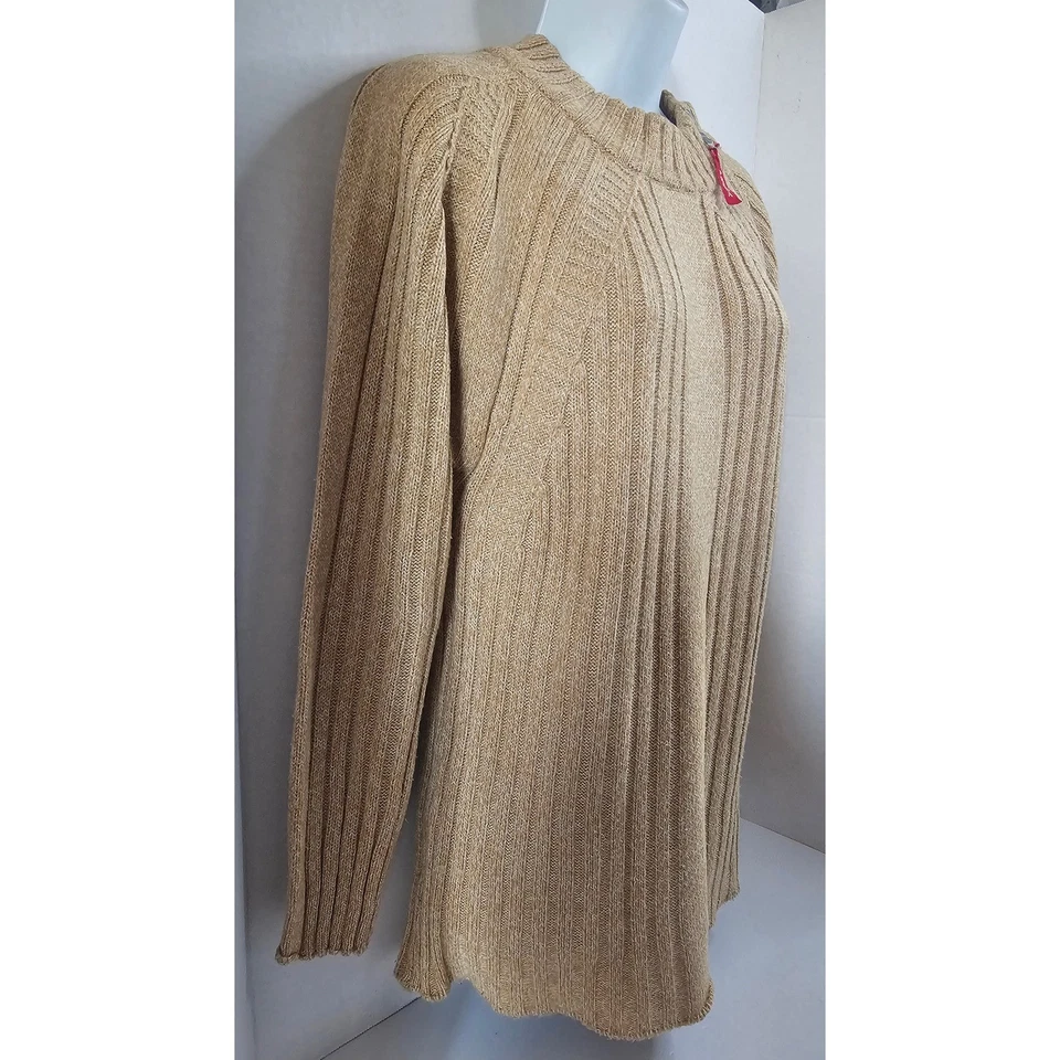 复古普拉达骆驼罗纹针织拉链领毛衣羊毛丙烯酸意大利制造 尺寸 M — 第 2/4 张图片