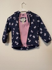 An Oshkosh B  gosh Navy Blue Butterfly Print Jacket With Fleece Lining Size 4T