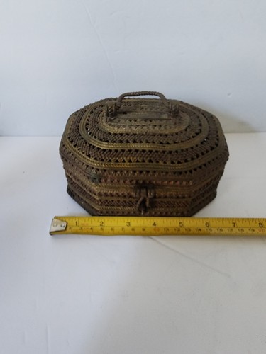 Vintage Messing Schmuck Schmuckschatulle Epoche alt selten Sammlerstück schwer asiatisch - Bild 19 von 21