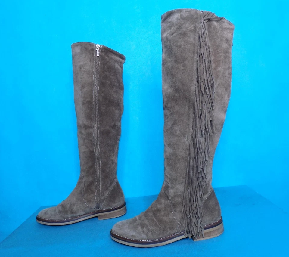 bottes cavalieres CATWALK  cuir suède a franges  marron clair  pointure 37 EU - Photo 3/4