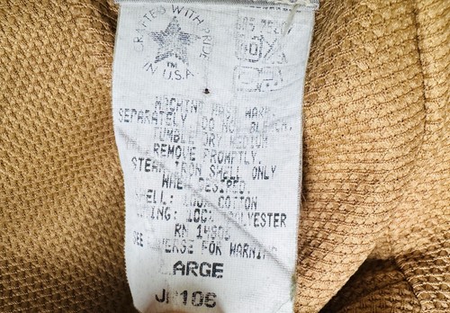 Vintage Carhartt JR106 USA Made Duck Jacket Large Tan Hooded Distressed Lined - Picture 14 of 20