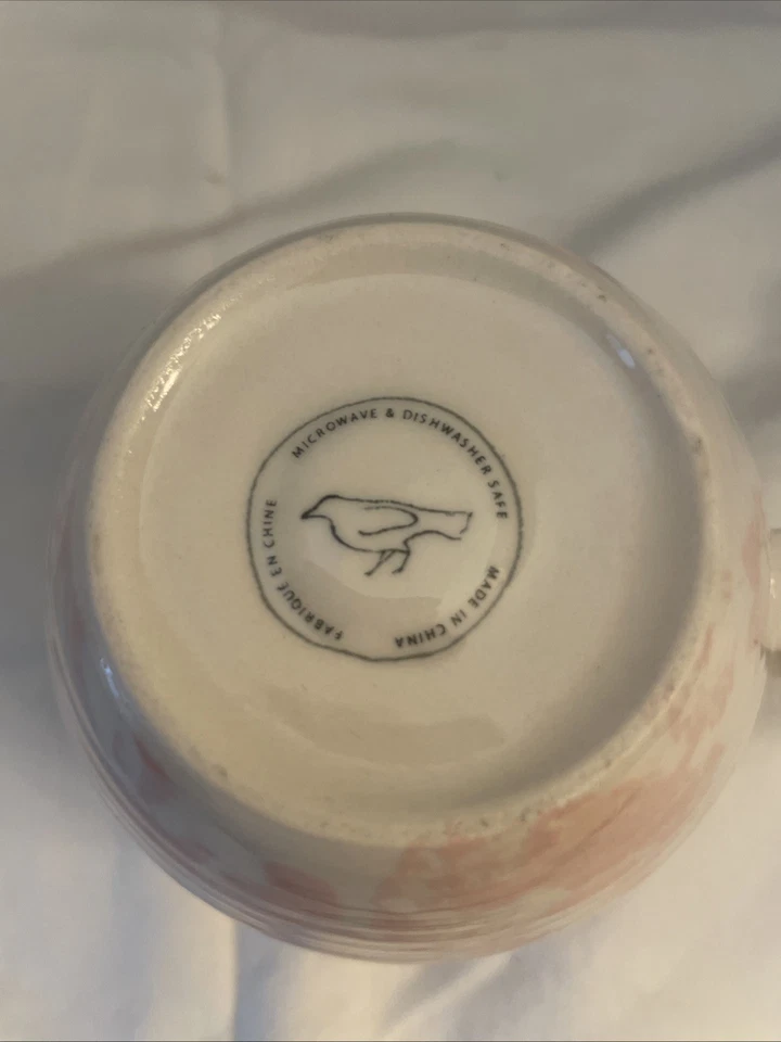 Taza Anthropologie Homegrown Letra "A" Monograma Rosa Floral Usada en Excelente Condición Foto 4 de 4