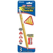 BAZIC 3 #2 The First Triangle Jumbo Yellow Pencil w/ Sharpener, pack of 24