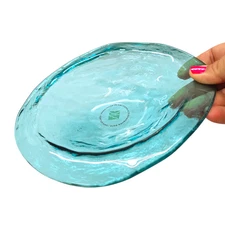 Annieglass Oval Platter Leaf Dish Handcrafted Artisan Glass Made in USA Textured