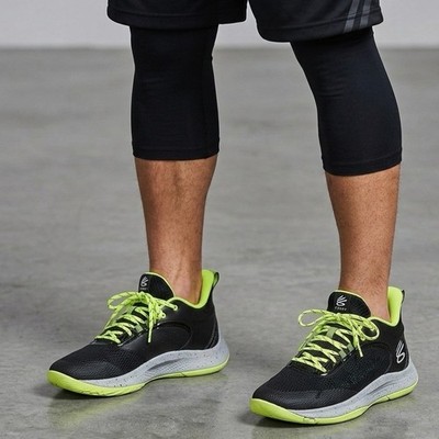 Under Armour Curry 3Z7 Basketball Shoes Black Neon Green 3025090-001 Men's 11.5