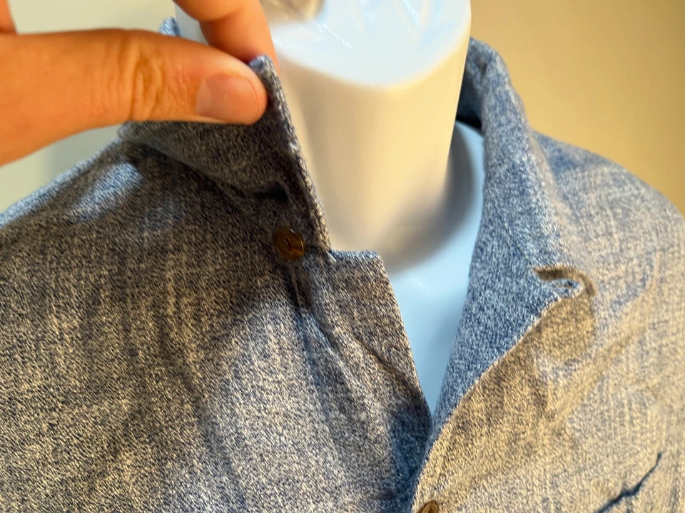 Line of Trade Hombre Camisa Azul jaspeado Manga Larga Mediana M Usada en Excelente Condición Foto 3 de 4