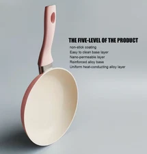 Pink Non-Stick Frying Pan Aluminum Skillet Easy Clean Kitchen Cookware