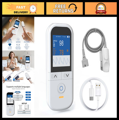 Medical Grade Pulse Oximeter for Adults - Continuous SpO2 Monitoring, Rechargeab