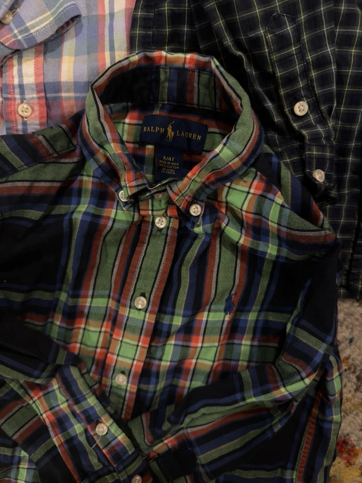 Lot of 3 RALPH LAUREN Boys 4 / 4T  L/S  BUTTON DOWN SHIRTS Plaid N' Stripes - Image 2 of 4