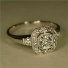 Art Deco Vintage Style Round Lab Created Diamond 14K White Gold FN Wedding Ring