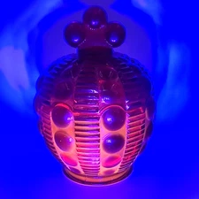 Indiana Glass Tiara Dewdrop Covered Candy Dish Ruby Red Cadmium Uv Glow