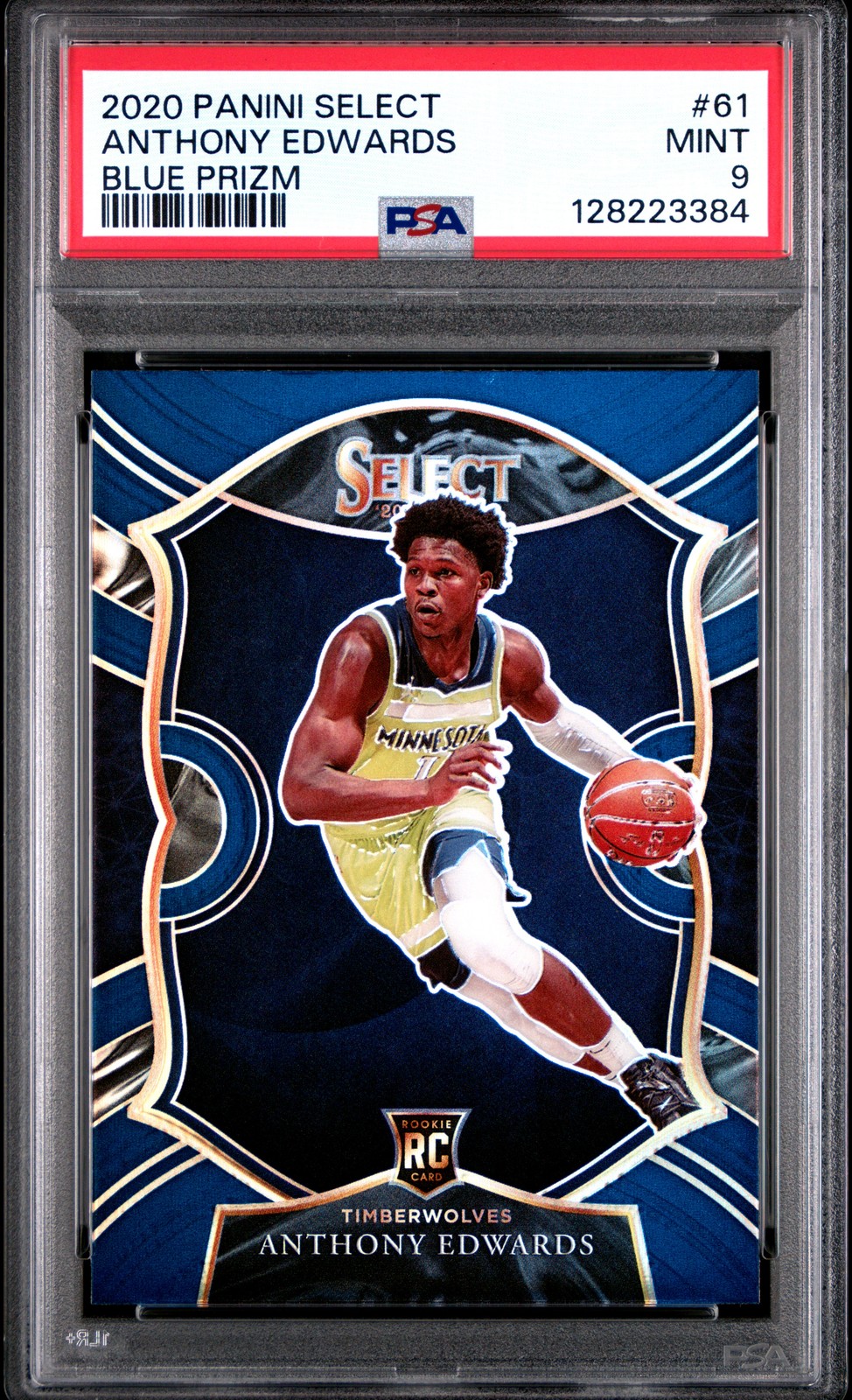 2020 PANINI SELECT BLUE PRIZM #61 ANTHONY EDWARDS PSA 9