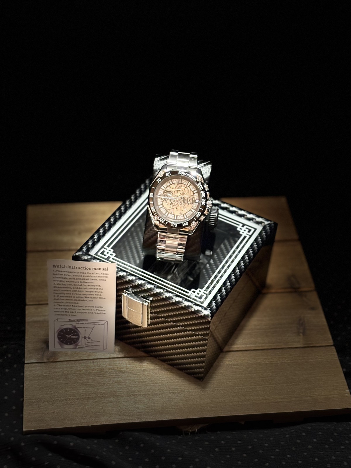 Reloj de negocios de lujo para hombre mecánico Steampunk plateado acero cuerda automática lujo