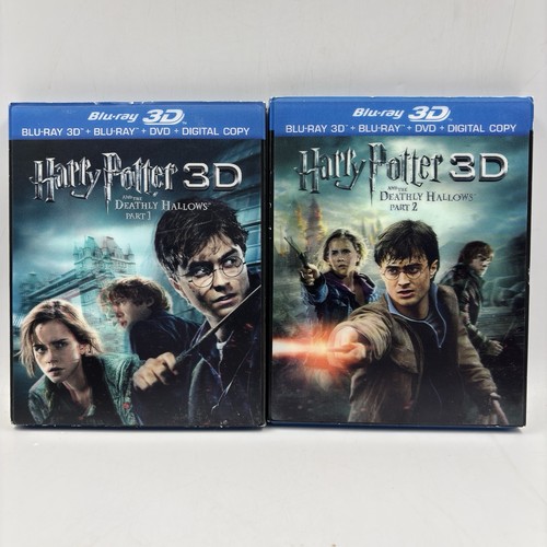 Harry Potter And The Deathly Hallows Blu-Ray 3D + DVD Part 1 &2 W/ 3D Slipcover - Picture 1 of 24