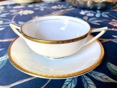 Minton Golden Heritage Bouillon Soup Bowl and Saucer Bone China Made In England