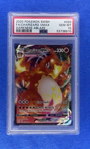 2020 Pokemon SWSH FA/Charizard VMAX Darkness Ablaze #020 PSA 10
