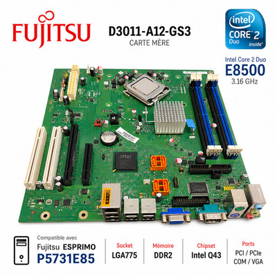 Fujitsu Esprimo P5731 D3011-A12 GS3 + Intel Core 2 Duo E8500 LGA775 DDR2