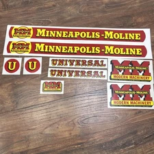 MINNEAPOLIS MOLINE MODEL U TRACTOR DECAL STICKER SET  - NEW - FREE SHIPPING