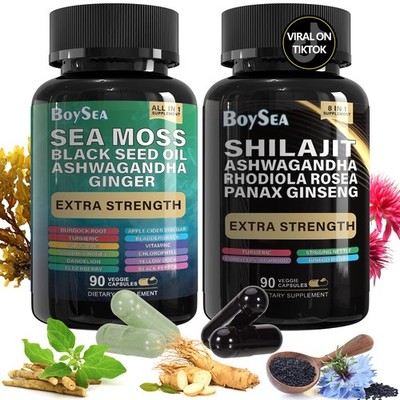Boysea.Shilajit and Sea Moss Bundle- 90 Count - Moss, 90 (Pack of 2) 