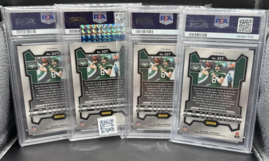 (4) 2023 Panini Prizm Aaron Rodgers White Sparkle SSP (4 of the 11 PSA 10 POP) - Image 2 of 3
