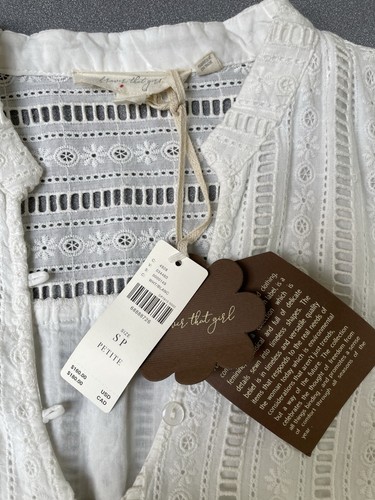 NWT Spring ANTHROPOLOGIE Forever That Girl Eyelet Mini Dress Small S Puff Sleeve - Picture 3 of 9