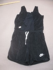 NIKE Size XL Girls Black Drawstring Pocket Terry Cloth Summer Romper 440