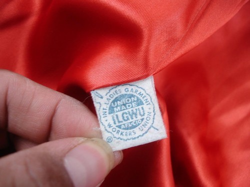 Women's XL Vtg 1960's Red Heavy Nubby Wool Swing Coat Union Made USA Loop Collar - Picture 12 of 13