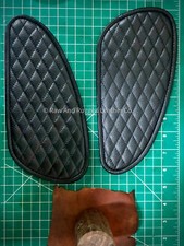 Quilted Black Leather knee Tank Pads for Triumphs