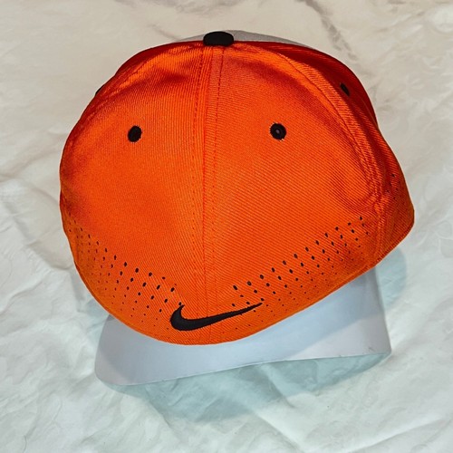 Nike Baseball Cap Clemson Tiger Logo Orange White Black Fitted Hat Size M/L - Picture 4 of 7