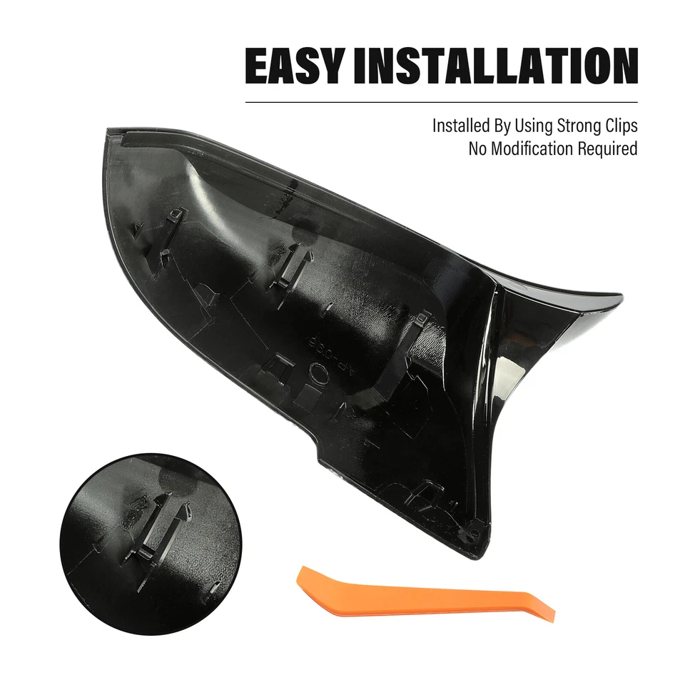 2x Tapa de cubierta de espejo lateral negro brillante para BMW F20 F21 F30 F32 F36 320i 328i M3 Foto 4 de 4