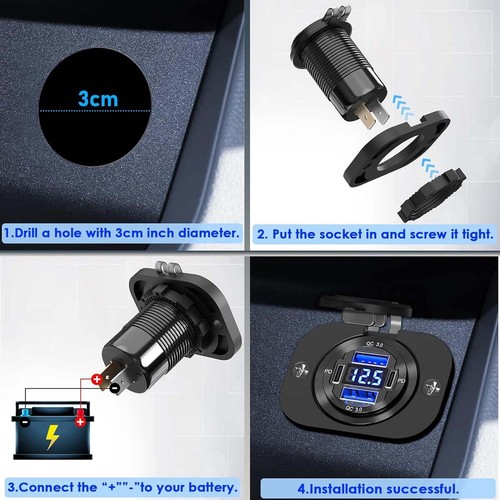 1-2X Dual PD Type C USB Car Charger QC 3.0 Charger 12V 24V Power Outlet Socket - Picture 10 of 20