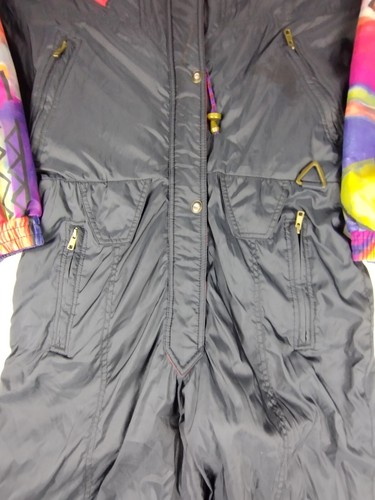 Women's Sz 10 Vtg 80s 90s SKIING PASSPORT One Piece Ski Snowsuit Snow Bib Retro - Picture 6 of 24